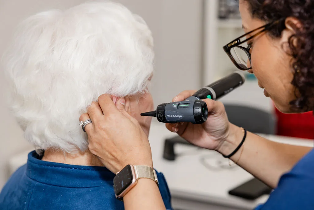 A set of hearing aids with an advanced microphone system.