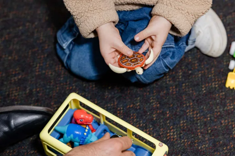 A child receiving speech therapy through play with toy animals at South Australia Speech and Hearing Centre