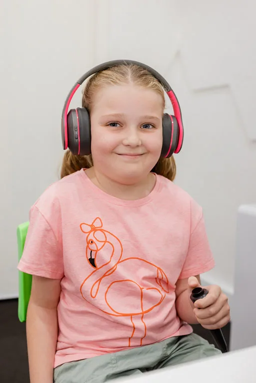 A child undergoing a hearing test at South Australia Speech and Hearing Centre