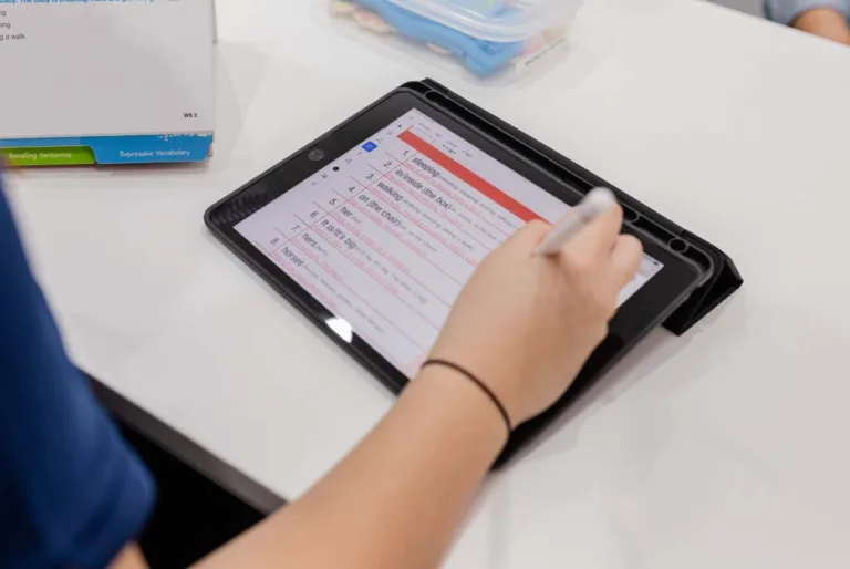 A detailed checklist used by a speech therapist at South Australia Speech and Hearing Centre to track patient progress in speech therapy