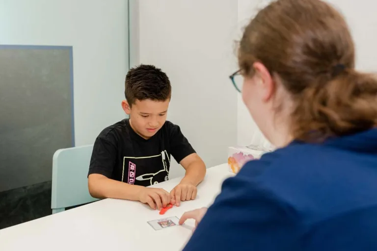 A patient receiving individualized speech therapy from an expert speech therapist at South Australia Speech and Hearing Centre